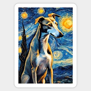 Greyhound Dog Breed Painting in a Van Gogh Starry Night Art Style Sticker